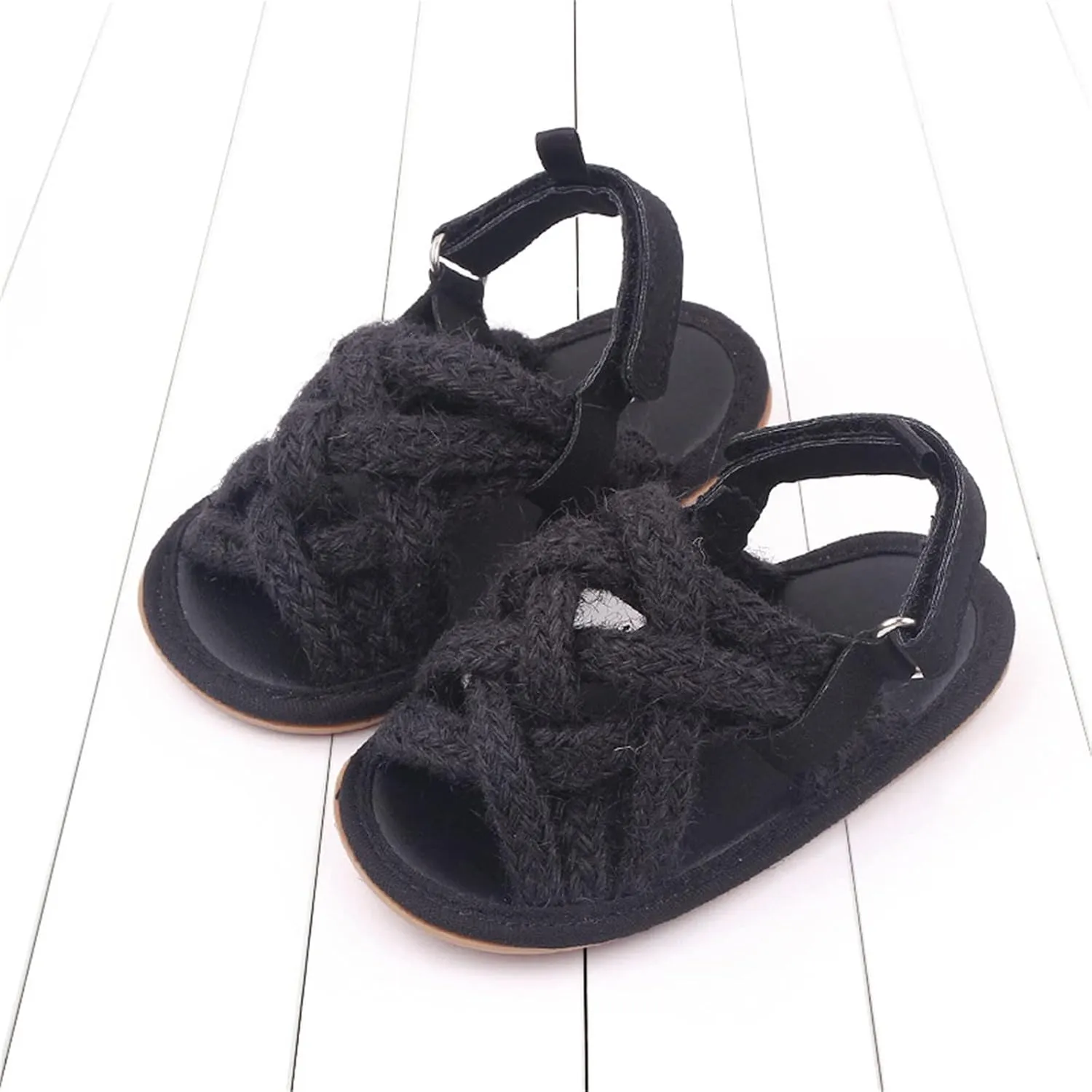 Summer Children Infant Toddler Shoes Girls Sandals Flat Bottom Lightweight Li Linen Woven Upper Soft Breathable Comfortable Little Shoe