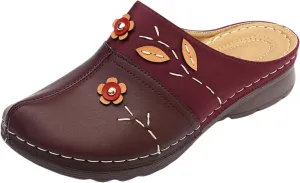 Summer Mules for Women Comfortable Slip-On Closed Toe Clog Breathable Walking Orthopedic Slippers Fashion Arch Support Orthotic Sandals Dressy lightweight Backless Shoes with Flowers
