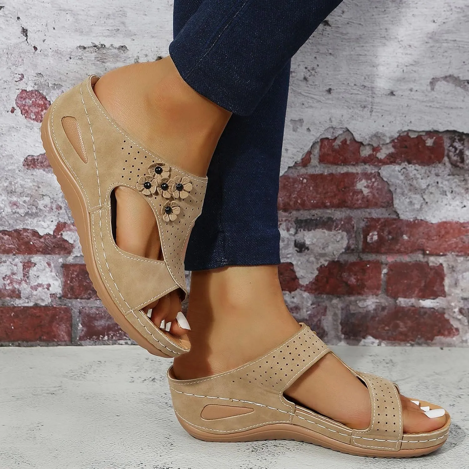 Summer Slides Sandals for Women Low Arch Support Sandals Shower Slide Sandals Cloud Slippers for Women
