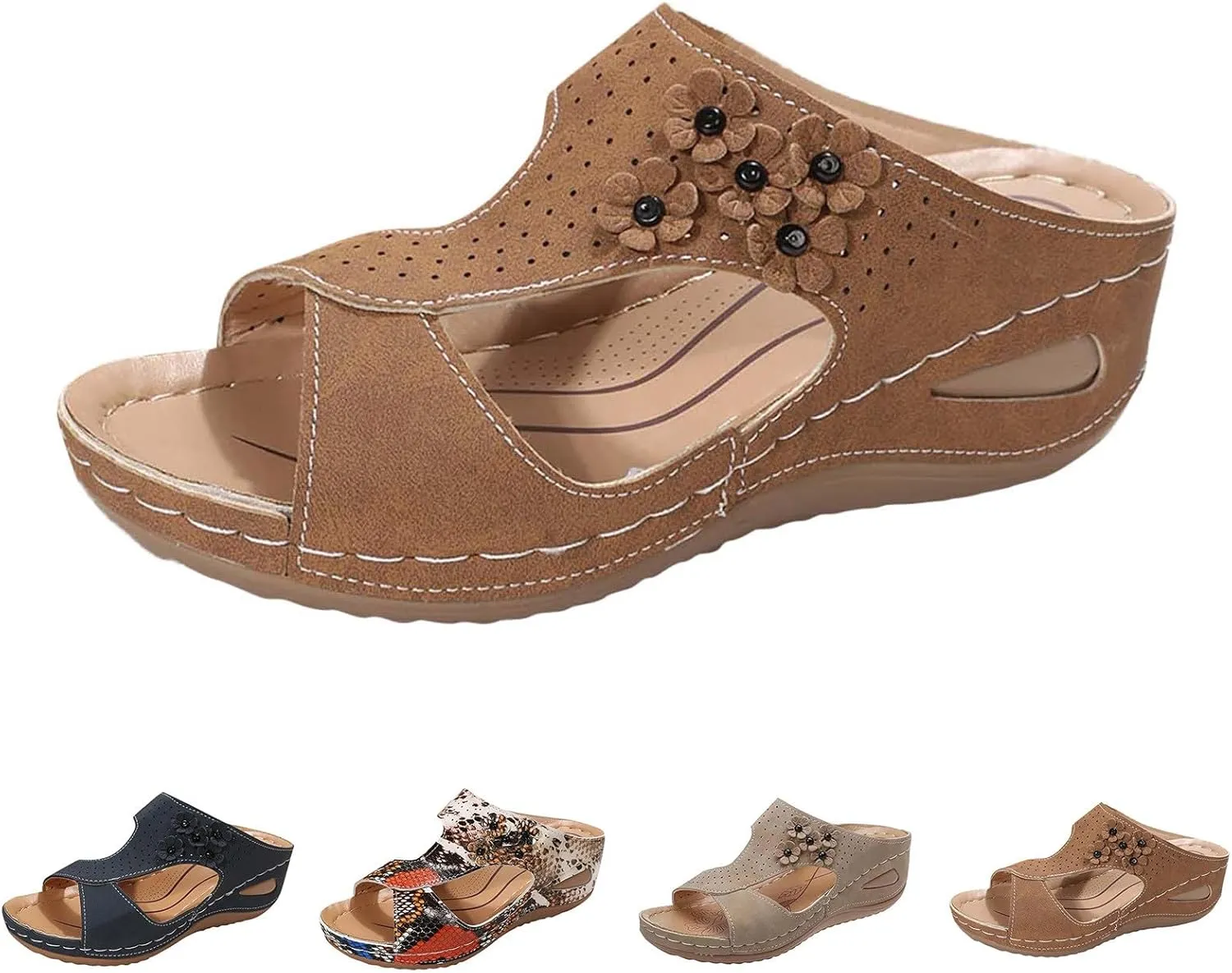 Summer Slides Sandals for Women Low Arch Support Sandals Shower Slide Sandals Cloud Slippers for Women