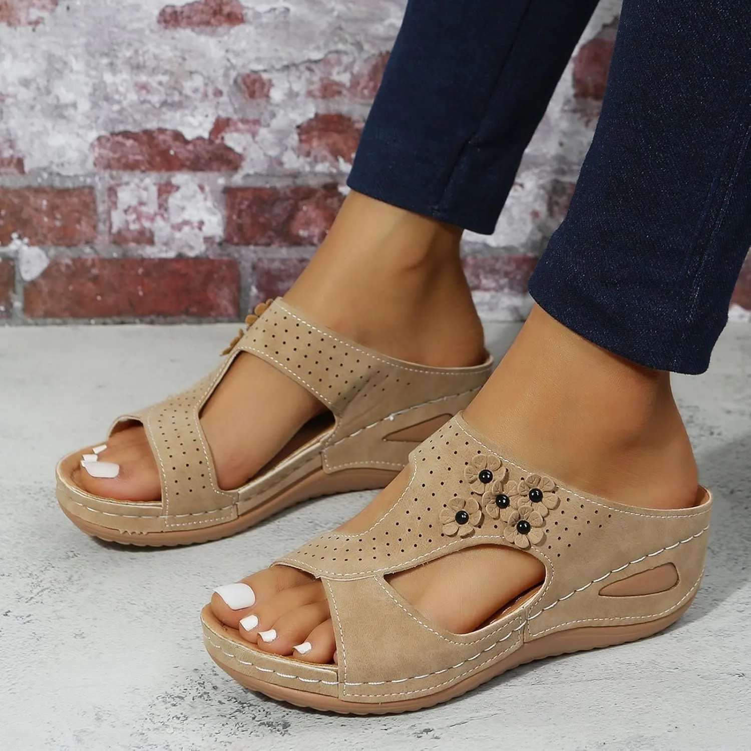 Summer Slides Sandals for Women Low Arch Support Sandals Shower Slide Sandals Cloud Slippers for Women