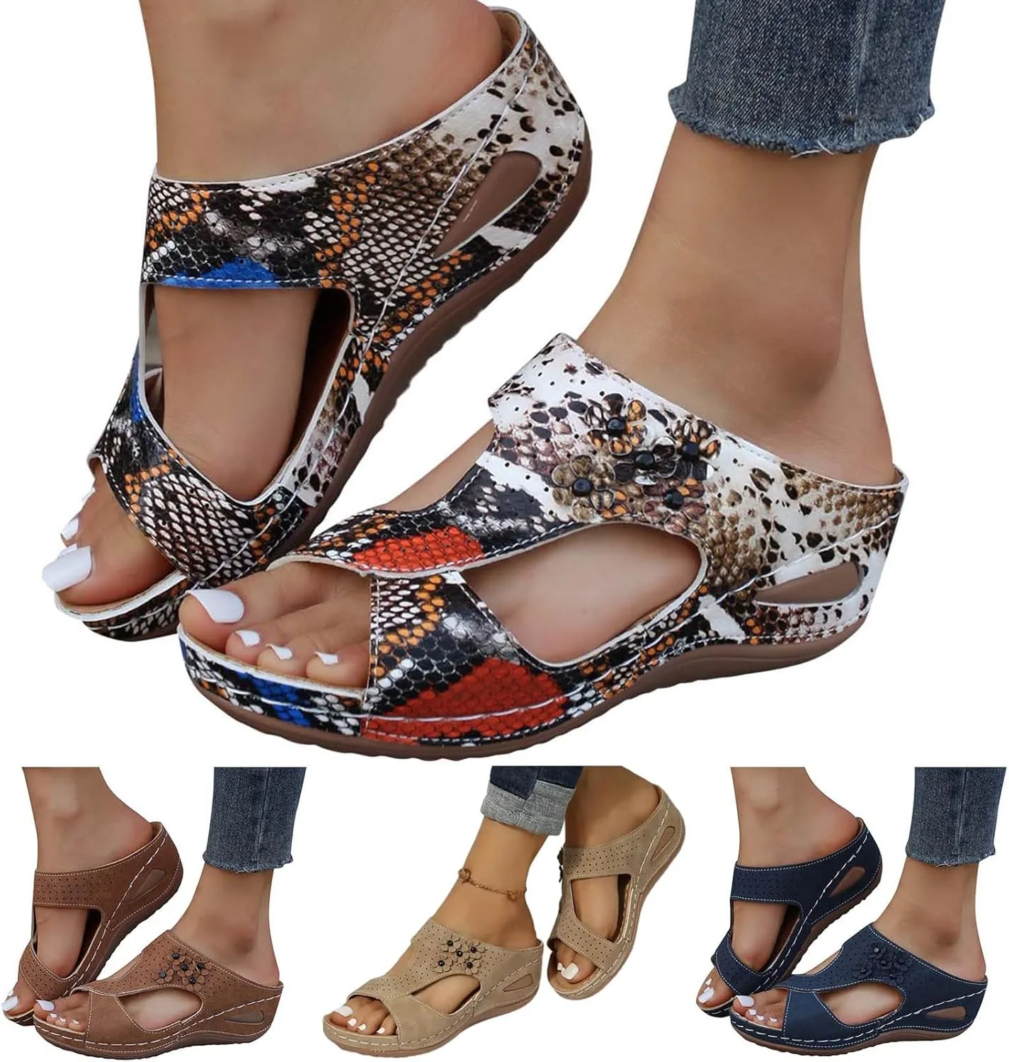 Summer Slides Sandals for Women Low Arch Support Sandals Shower Slide Sandals Cloud Slippers for Women