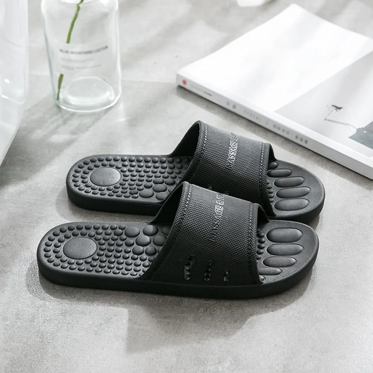 Swimming Sandals for Men Sport Post Run Recovery Slide Sandal Bathroom and Pool Sandals Indoor Slipper for Gym Soft Sole