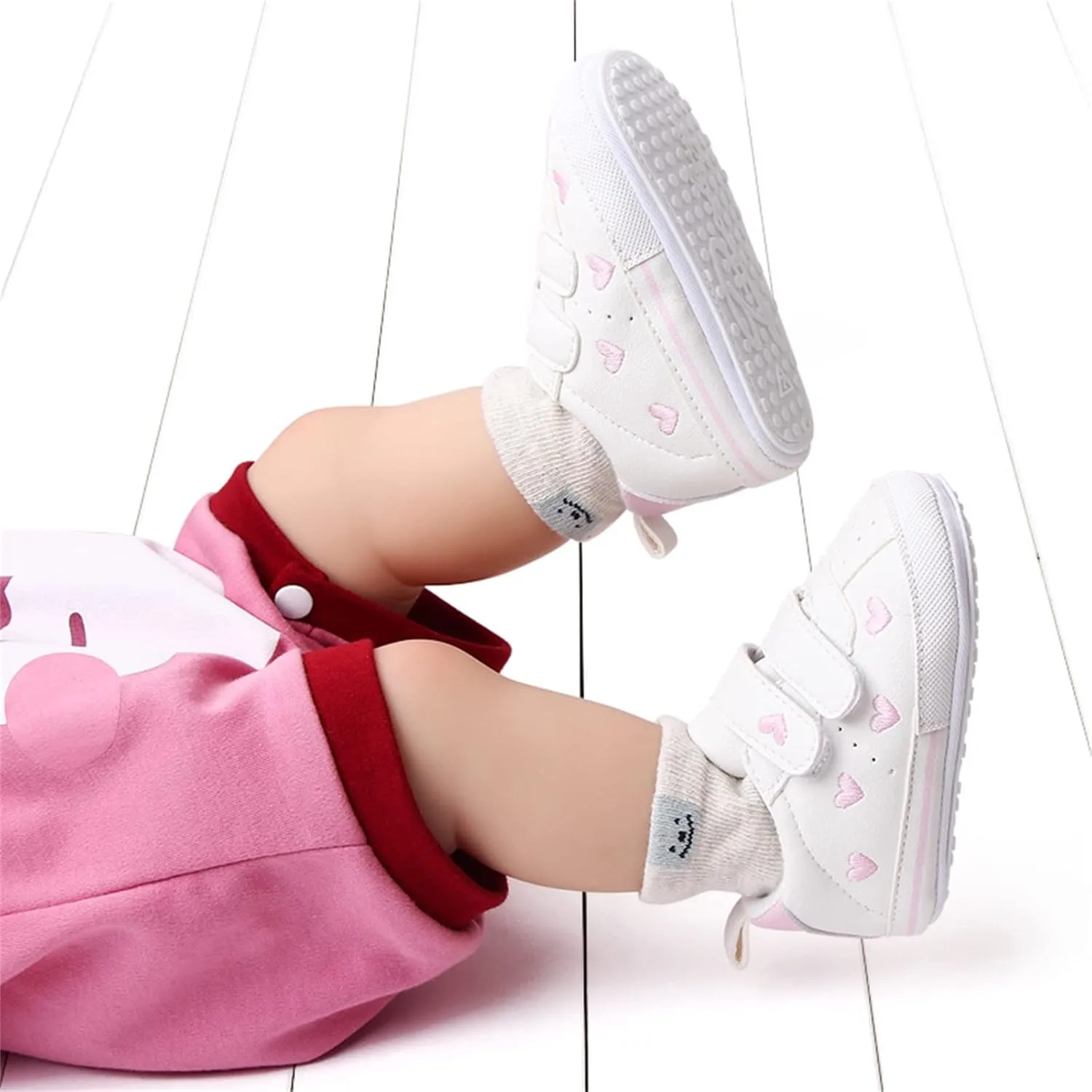 Toddler Shoes Infant Shoes Boys and Girls Sports Shoes Flat Bottom Light Double Strap Hook Loop Comfortable Born Shoes
