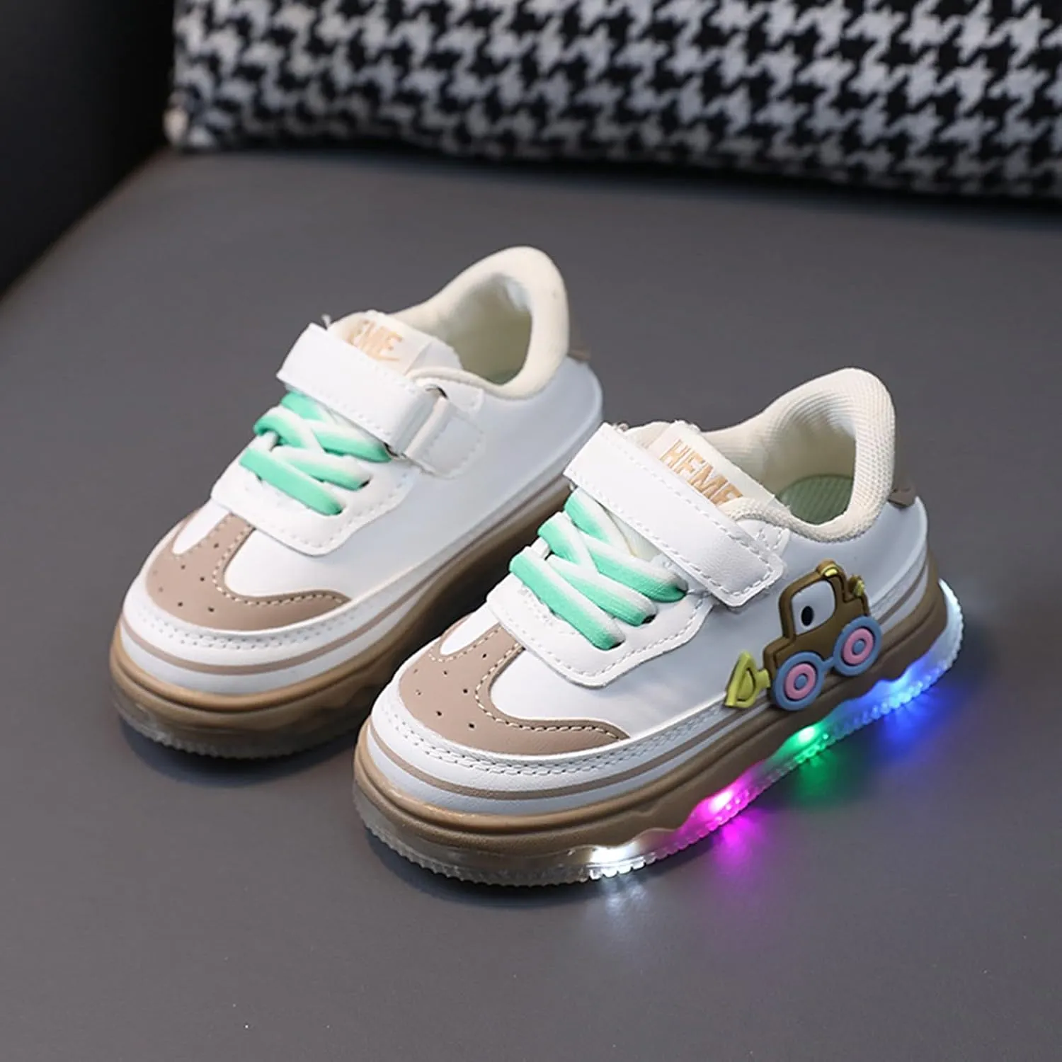 Valentines Shoes for Toddlers Kids Light Up Canvas Shoes Girls Boys Outdoor Adjustable Strap Sneaker with Patterns