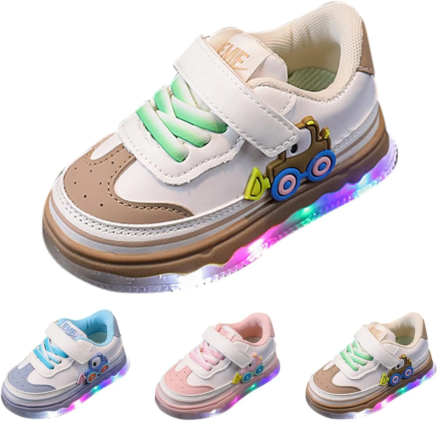 Valentines Shoes for Toddlers Kids Light Up Canvas Shoes Girls Boys Outdoor Adjustable Strap Sneaker with Patterns
