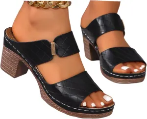 Wedge Sandals For Women 2025 Comfortable Open Toe Ankle Strap Low Block Chunky Heels Party Dress Wedding Pumps Shoes