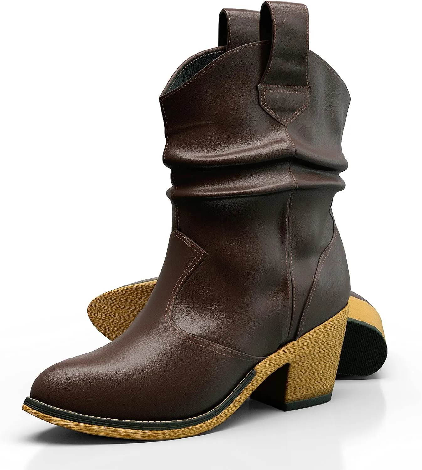 Western Cowboy Boots for Women - Durable Stack Heel and Ankle Style Cowgirl Boots - Comfortable Faux Leather Teen Girls & Women's Ankle Booties