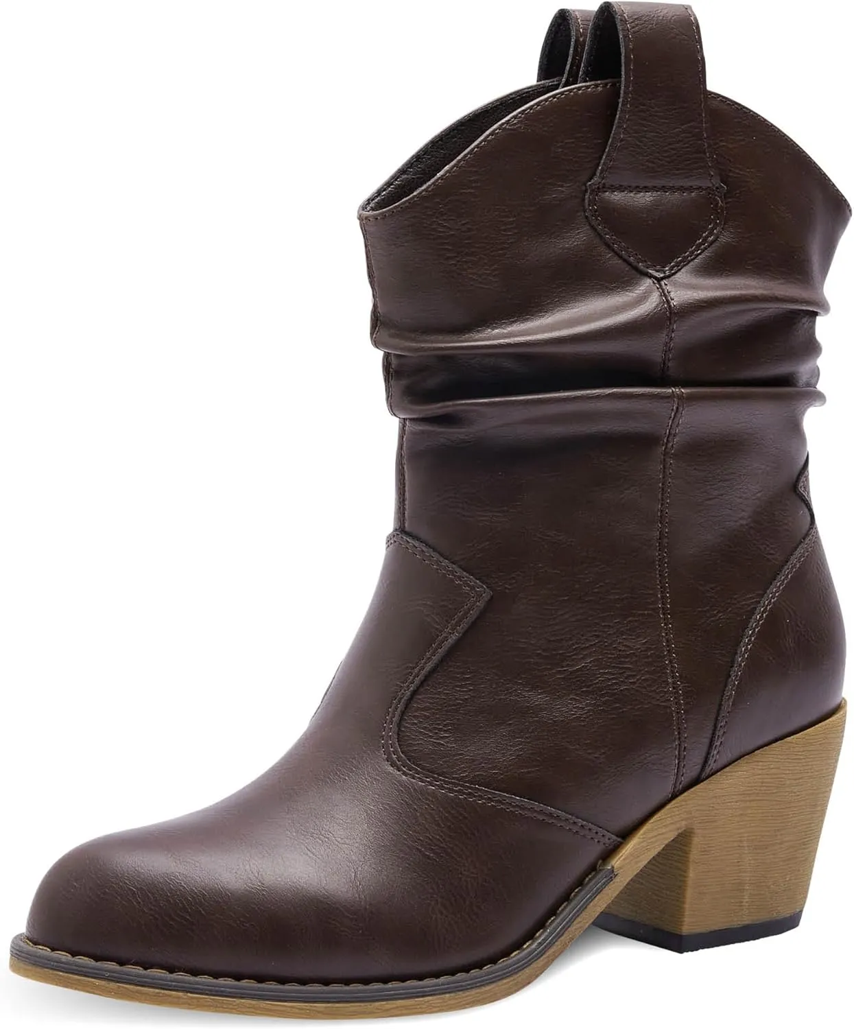 Western Cowboy Boots for Women - Durable Stack Heel and Ankle Style Cowgirl Boots - Comfortable Faux Leather Teen Girls & Women's Ankle Booties