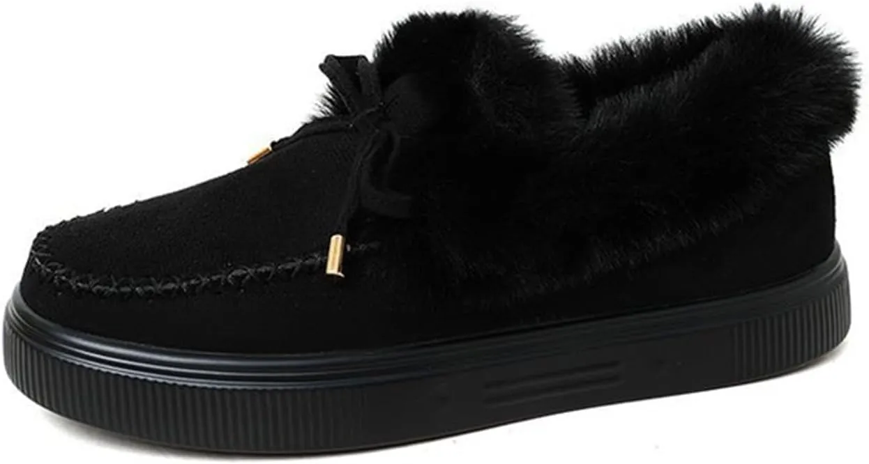 Winter Boots For Women 2024 Fashion Warm Fur Lined Snow Ankle Boots Short Booties Comfortable Slip On Loafers Shoes