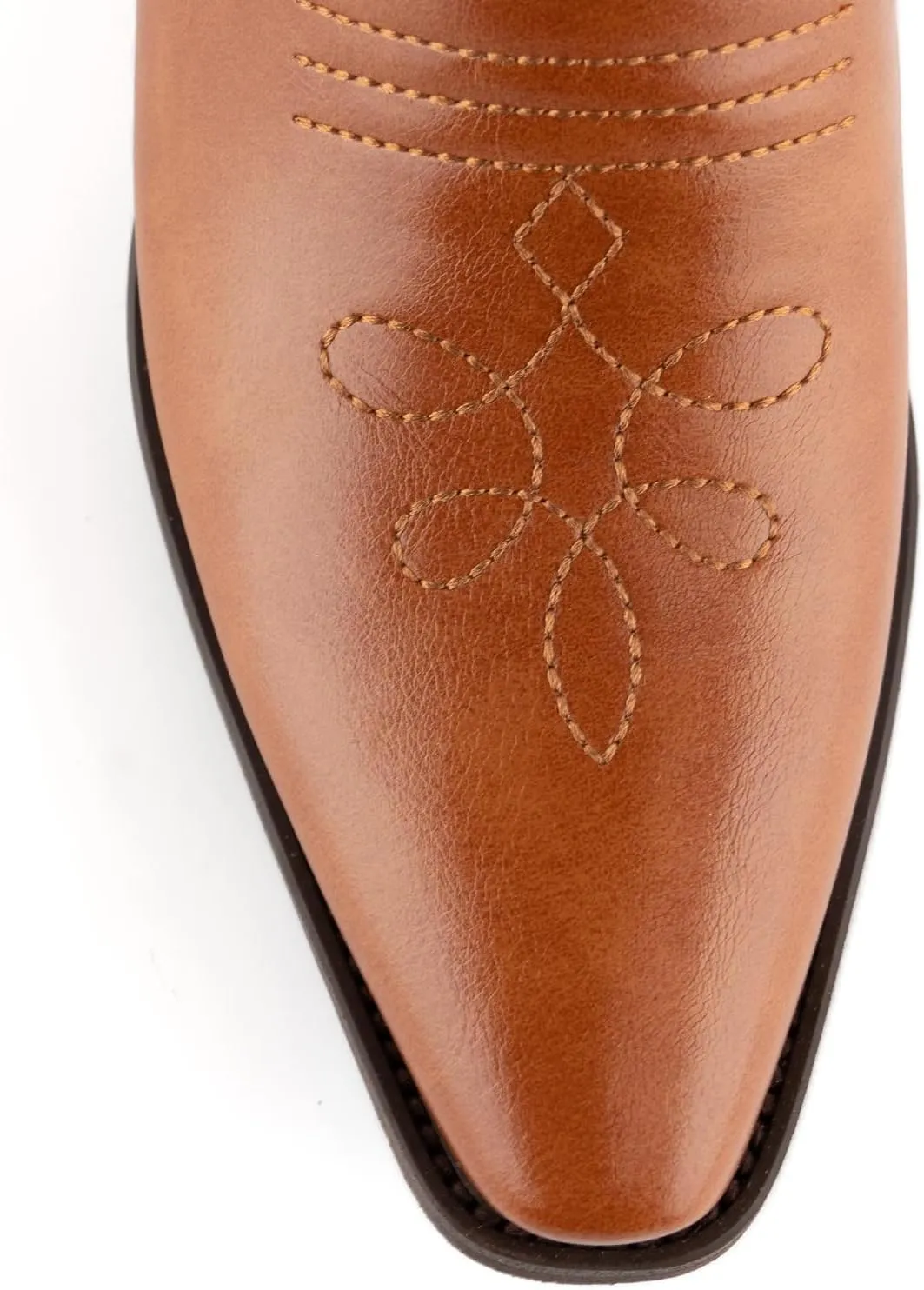 WIRALOMI Cowboy Boots for Women, Floral Mid Calf Women Western Boots Low Chunky Heels, Women's Embroidered Cowgirl Boots with Pointed Toe