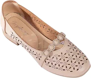 Women Chunky Heel Loafers Comfort Hollow Out Breathable Slip on Flats Summer Casual Flat Single Shoes 2025 New