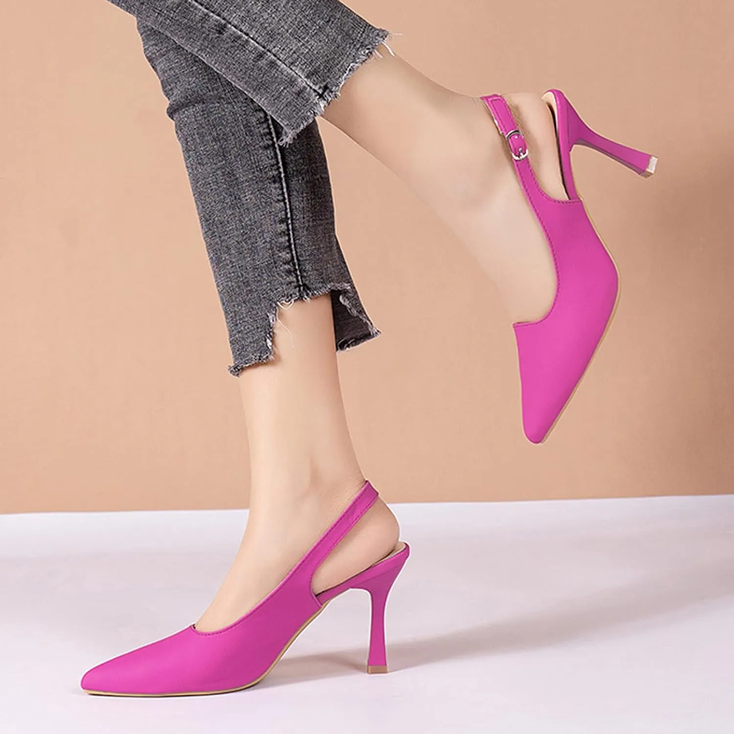 Women's 2025 Elegant Trendy Sandals Hook and Eye Solid High Heel Closed Toe Cusp Summer Shoe Spring Sexy Sandal
