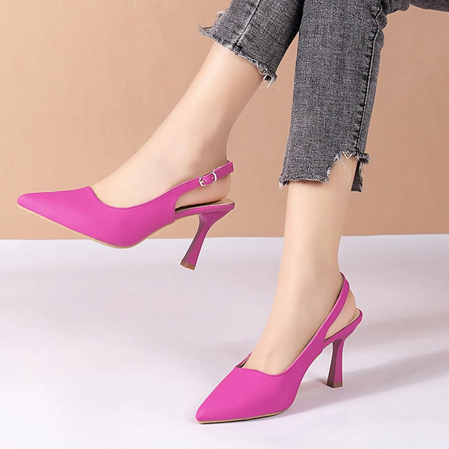 Women's 2025 Elegant Trendy Sandals Hook and Eye Solid High Heel Closed Toe Cusp Summer Shoe Spring Sexy Sandal