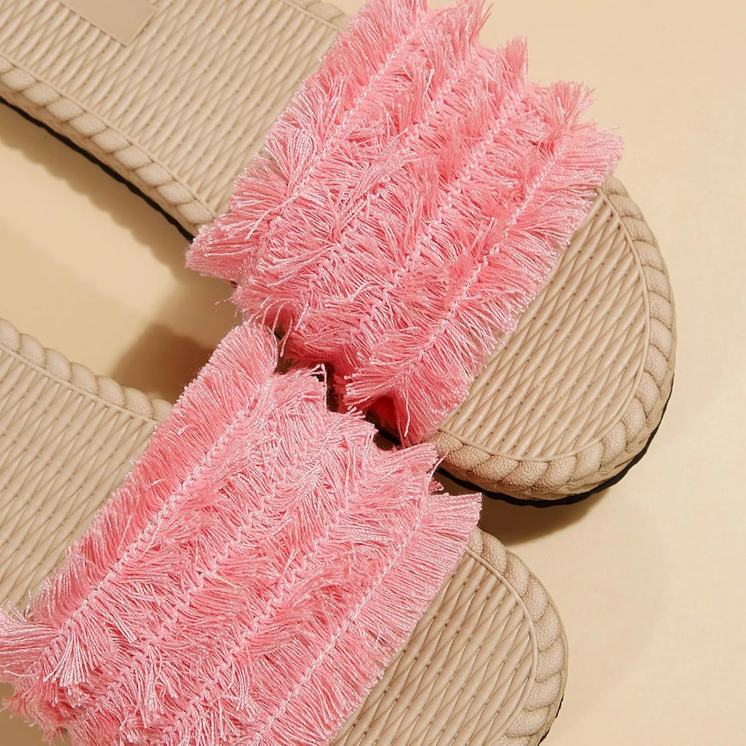 Womens Boho Sandals Woven Indoor Breathable Outdoor Shoes Flax Cross House Slippers Summer Outdoor Sandal