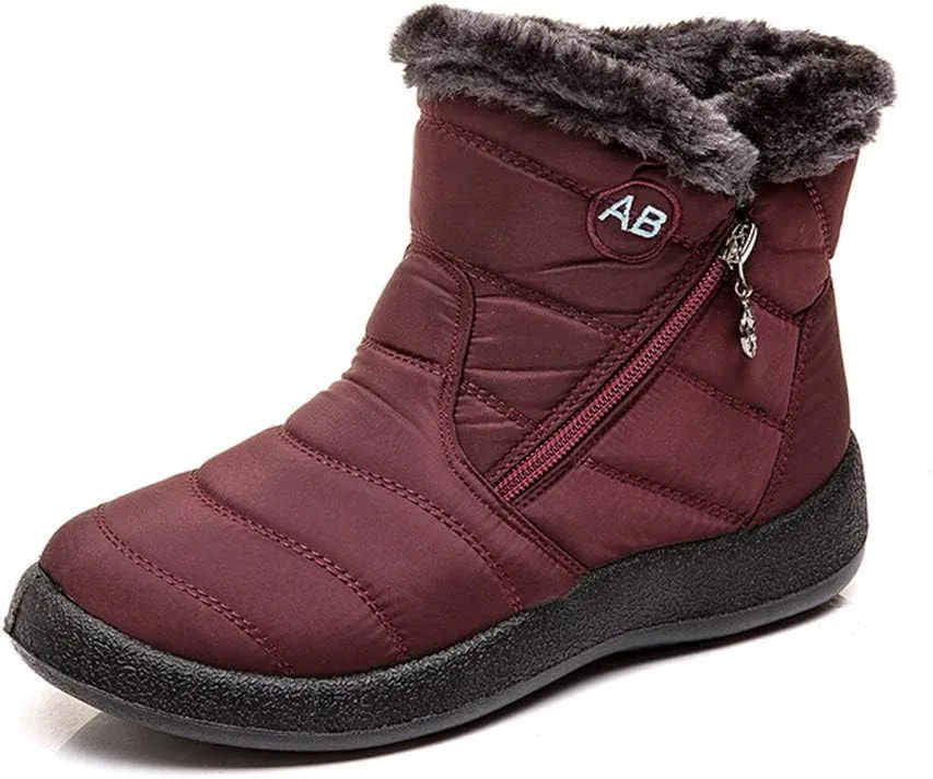 Womens Boots Winter Waterproof Low Snow Boots for Ladies Snow Boots for Women Winter Warm Fur Lined Women's Slip On Winter Boot Chelsea Boots Women Mens Winter Booties