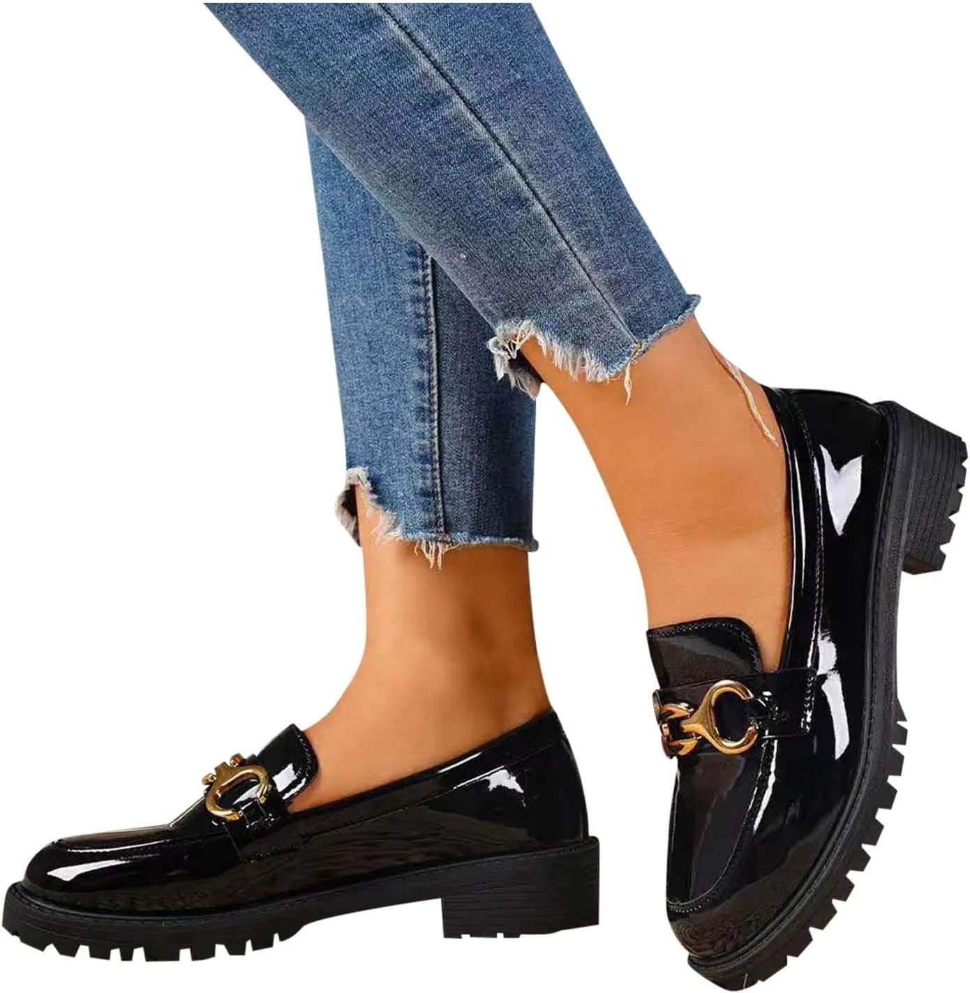 Women's Chunky Loafers Summer Fashion Platform Comfortable Slip-On Dressy Business Casual Shoes For Going Out Travel