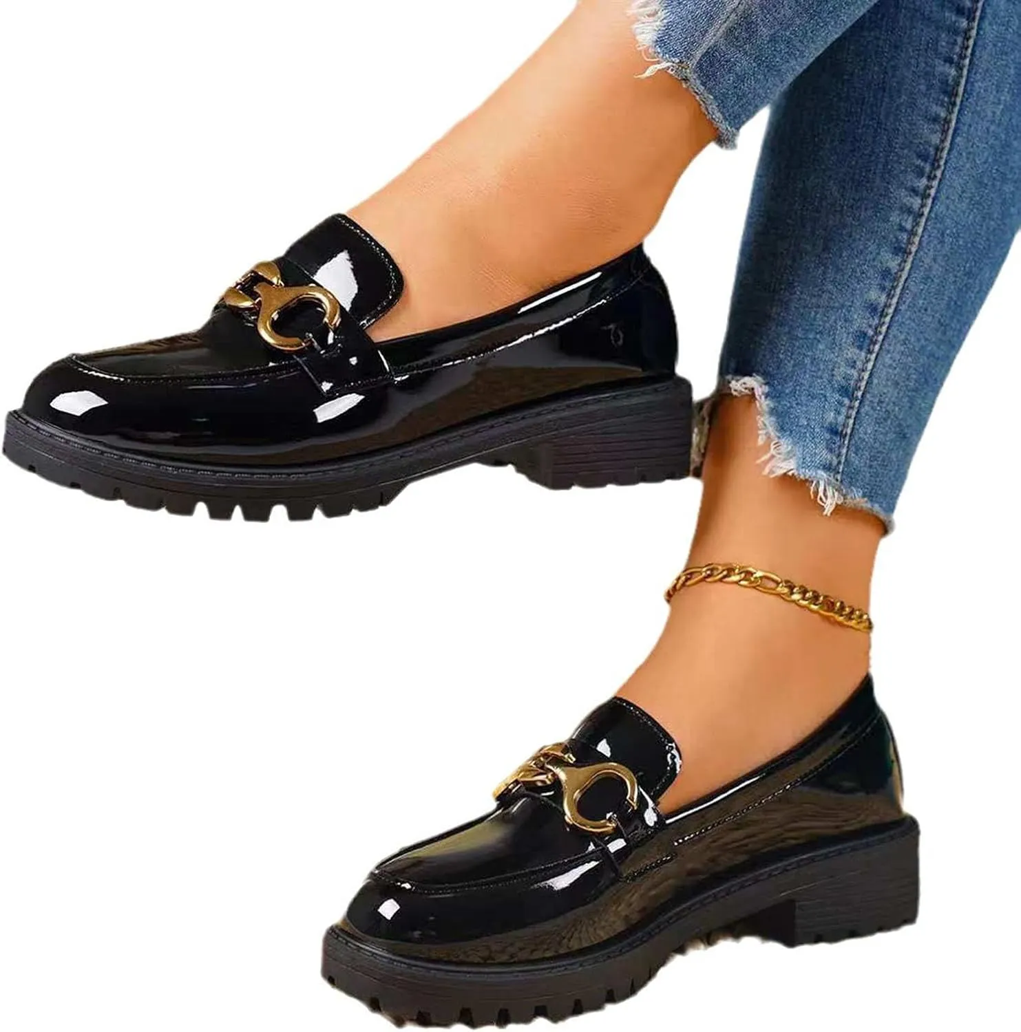 Women's Chunky Loafers Summer Fashion Platform Comfortable Slip-On Dressy Business Casual Shoes For Going Out Travel