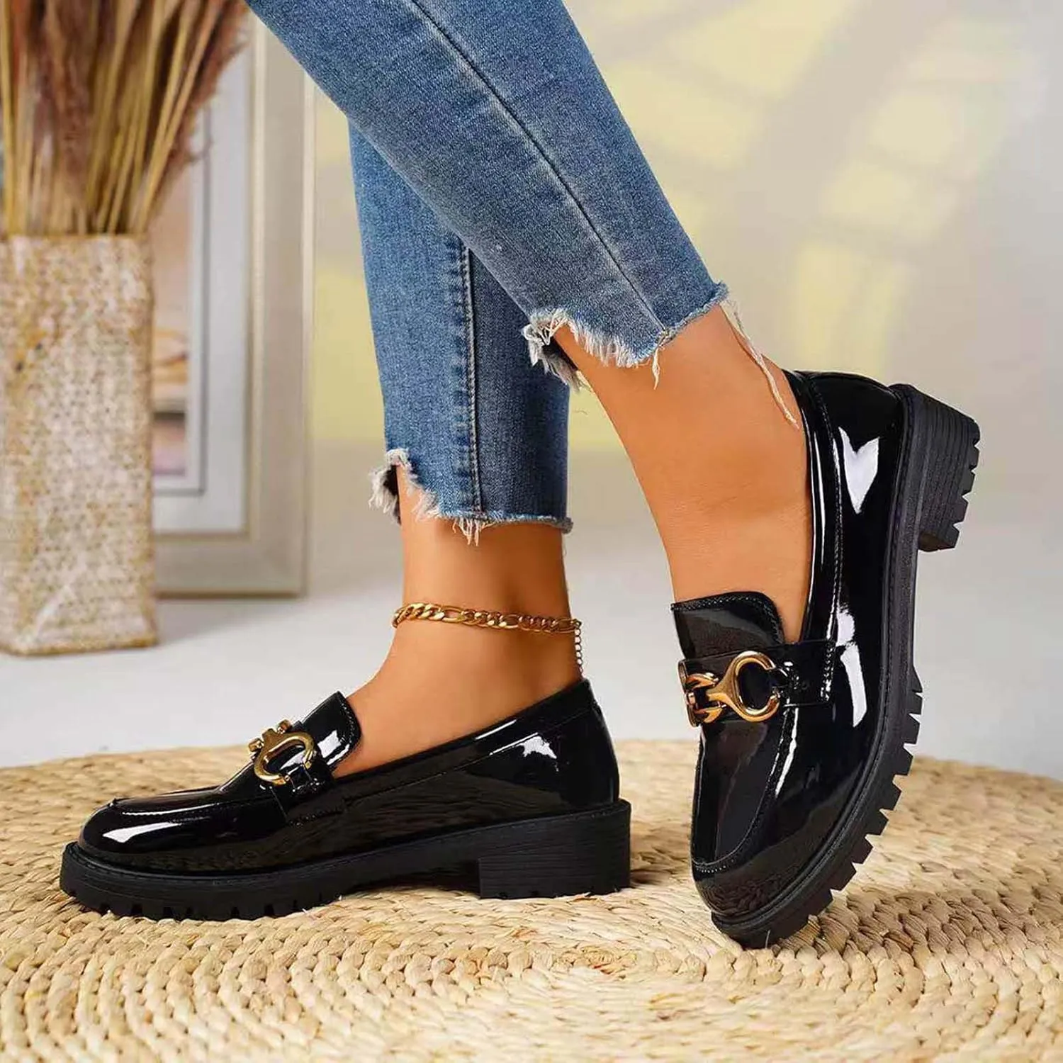 Women's Chunky Loafers Summer Fashion Platform Comfortable Slip-On Dressy Business Casual Shoes For Going Out Travel
