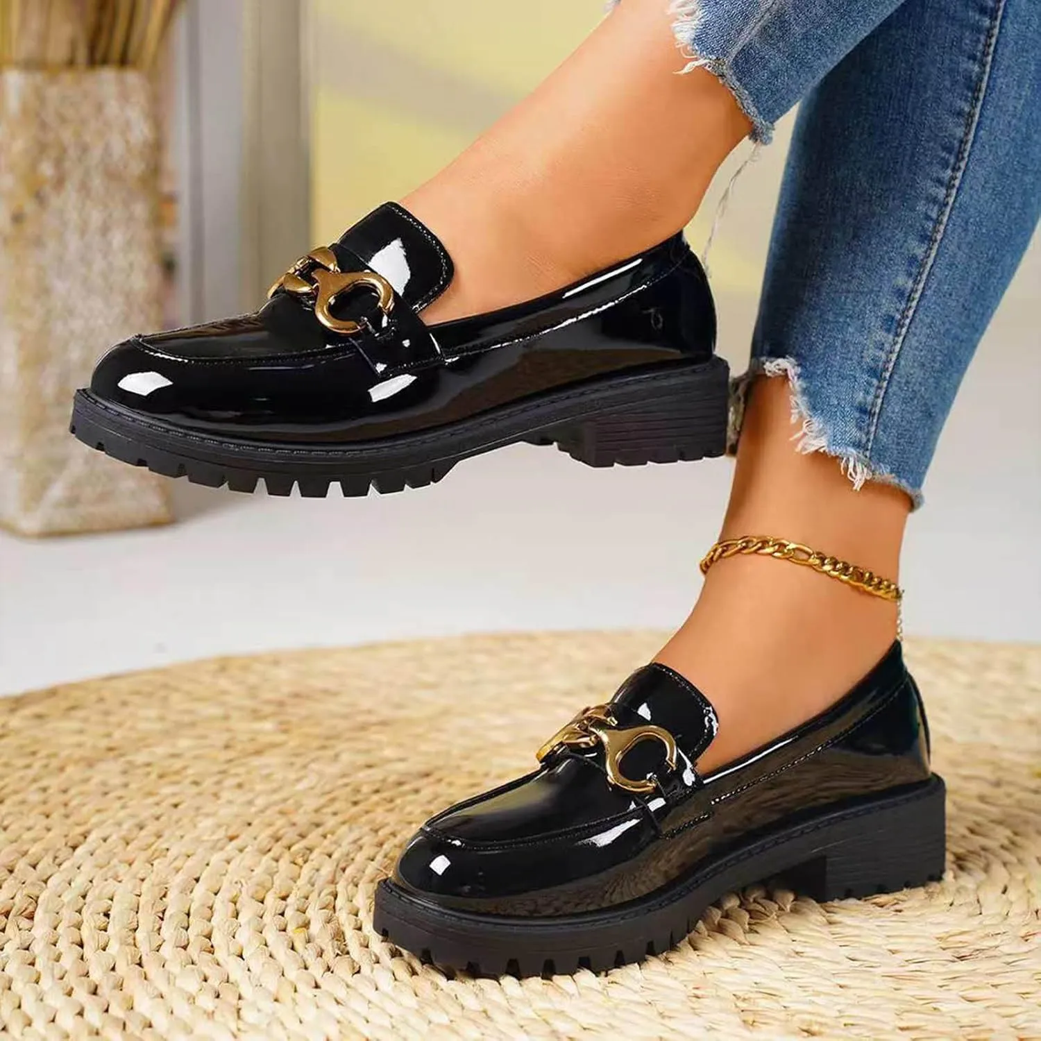 Women's Chunky Loafers Summer Fashion Platform Comfortable Slip-On Dressy Business Casual Shoes For Going Out Travel