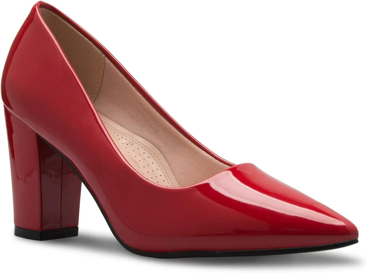Women's Classic Pointed-Toe Elegant Pumps Low Block Heel - Adorable, Comfortable