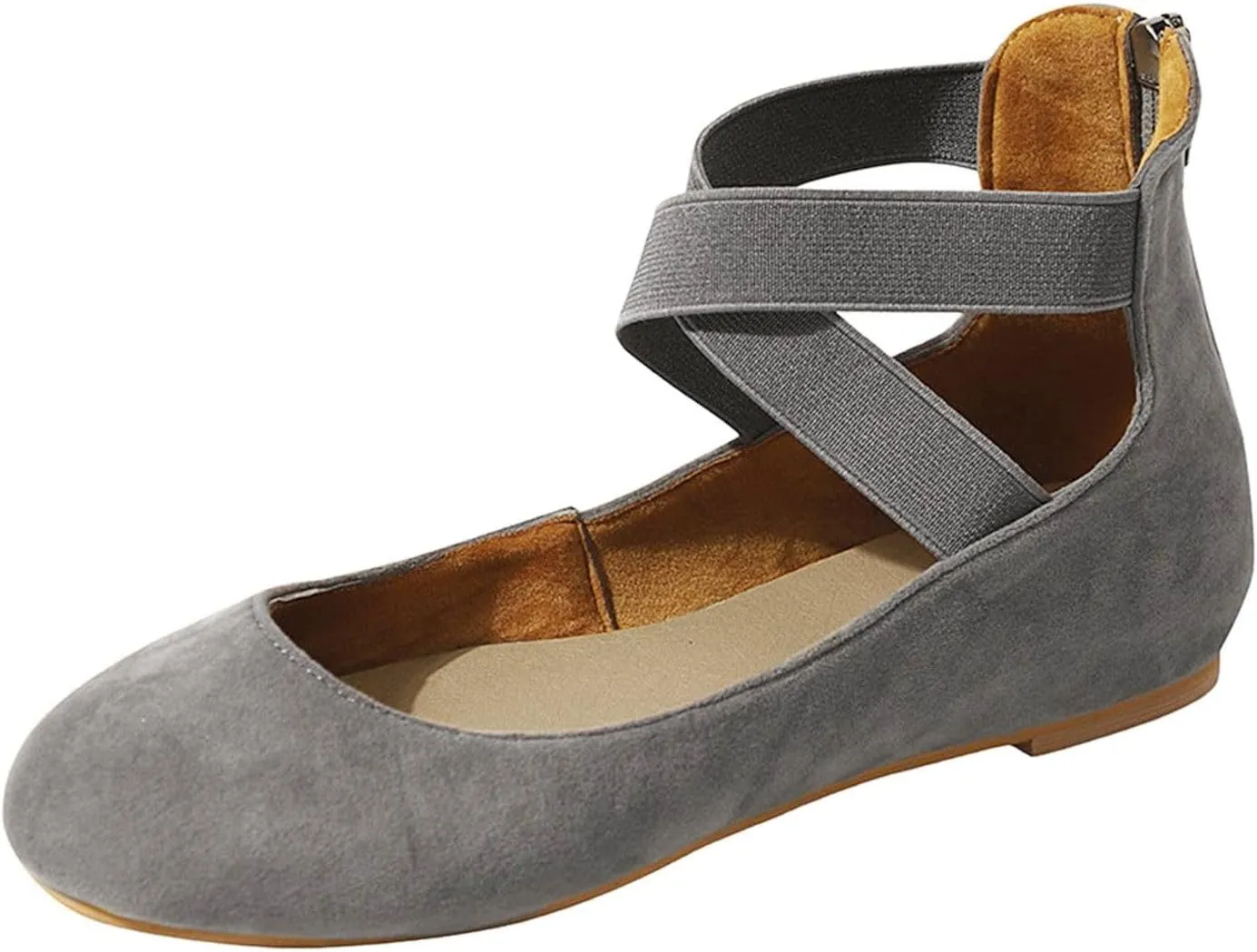 Women's Dressy Ballet Flats Summer Casual Elastic Ankle Straps Closed Toe Flat Ballerina Comfortable Office Work Shoes Walking Flats