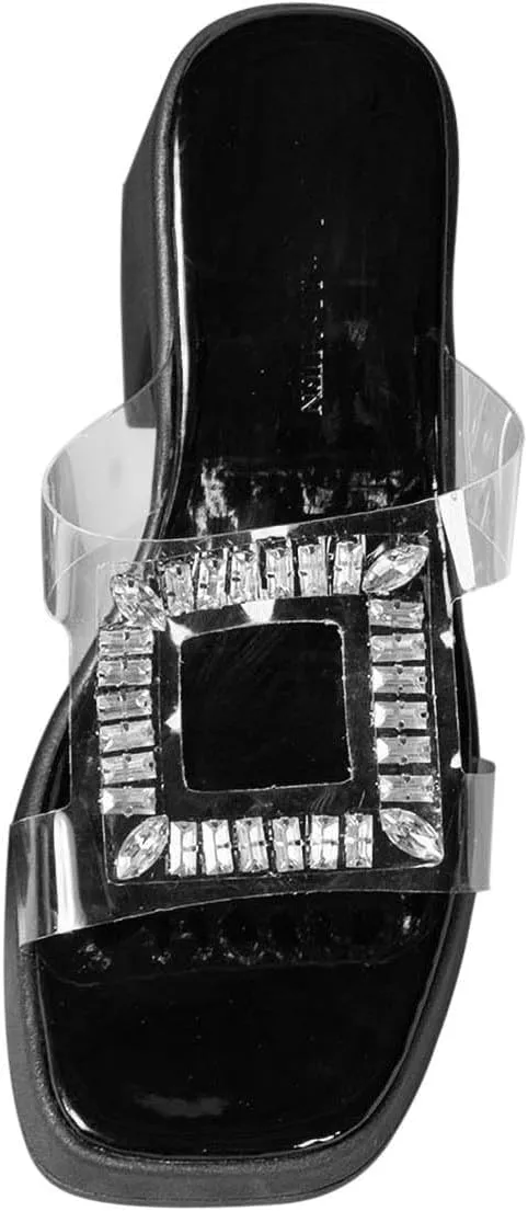 Womens Dressy Wedges Sandals Clear Comfort Rhinestone Walking Casual Shoes Arch-Support Sandal for Vacation