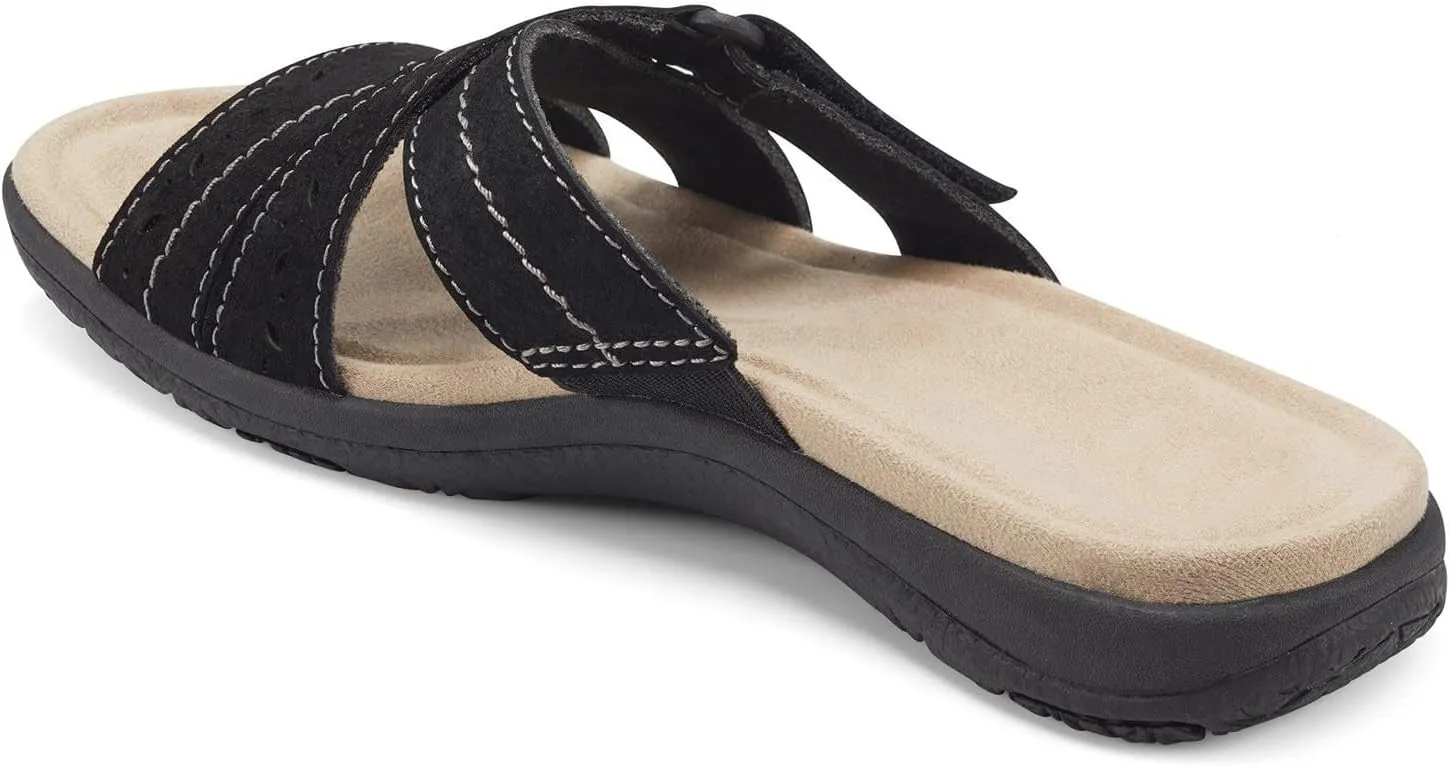 Womens Fashion Orthotic Slides Ladies Lightweight Slip Resistant Everyday Sandal Plantar Fasciitis Arch Support Comfortable Flats