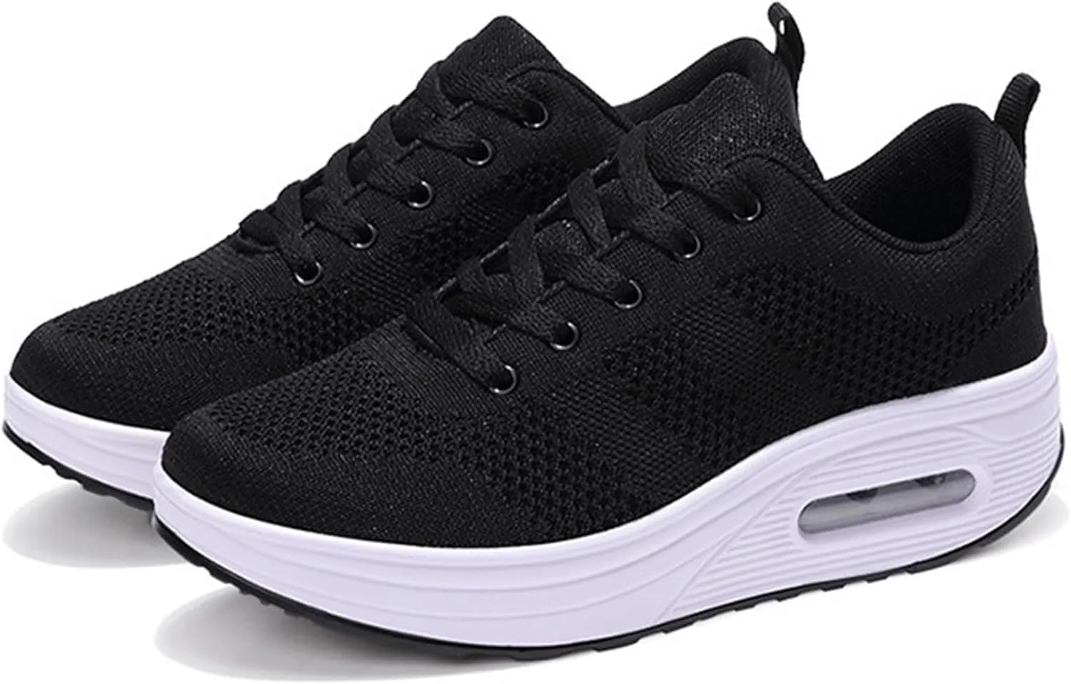 Women's Flying Weave Wedge Sneakers Round Toe Slip-on Walking Canvas Shoes Light Weight Sneakers with Support