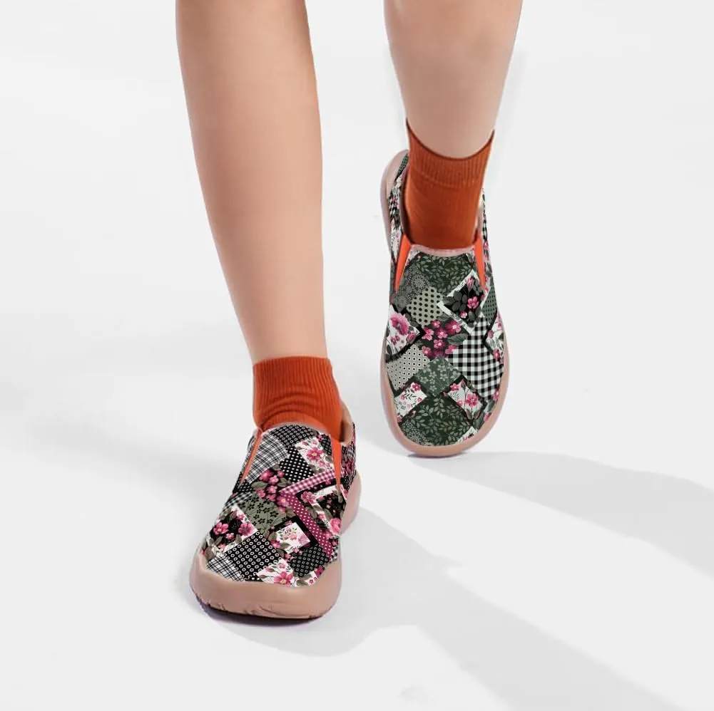 Womens Leather Shoes Loafers Slip On Casual Travel Shoes Ultra Light Floral Art Fashion Sneakers