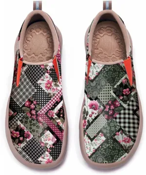 Womens Leather Shoes Loafers Slip On Casual Travel Shoes Ultra Light Floral Art Fashion Sneakers