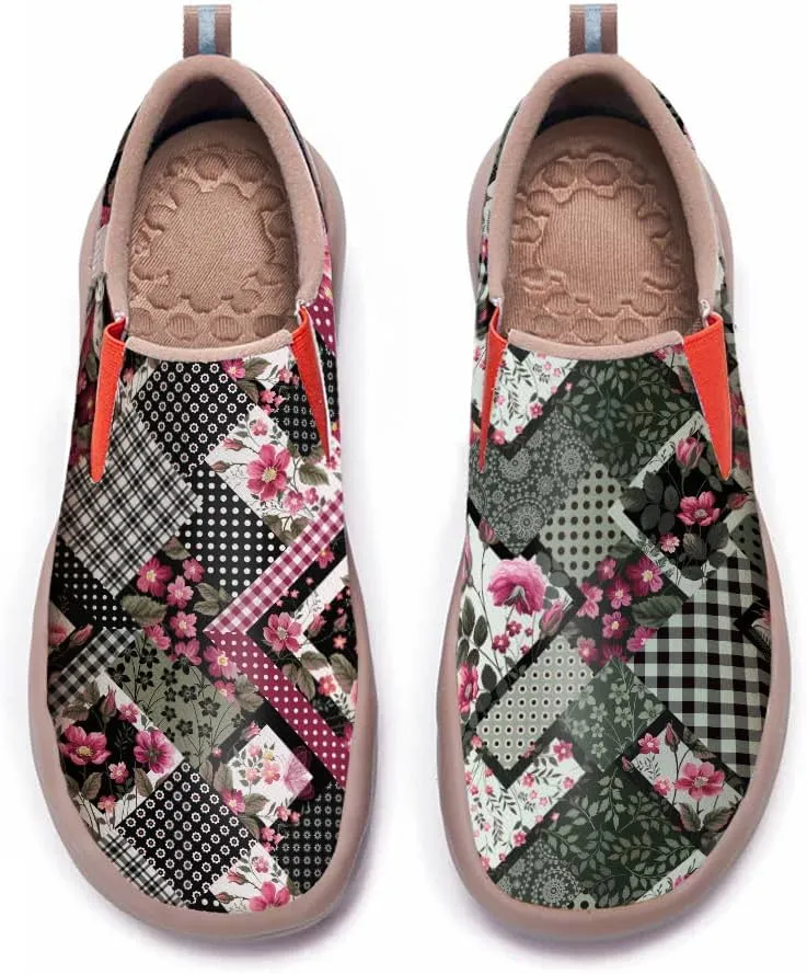 Womens Leather Shoes Loafers Slip On Casual Travel Shoes Ultra Light Floral Art Fashion Sneakers