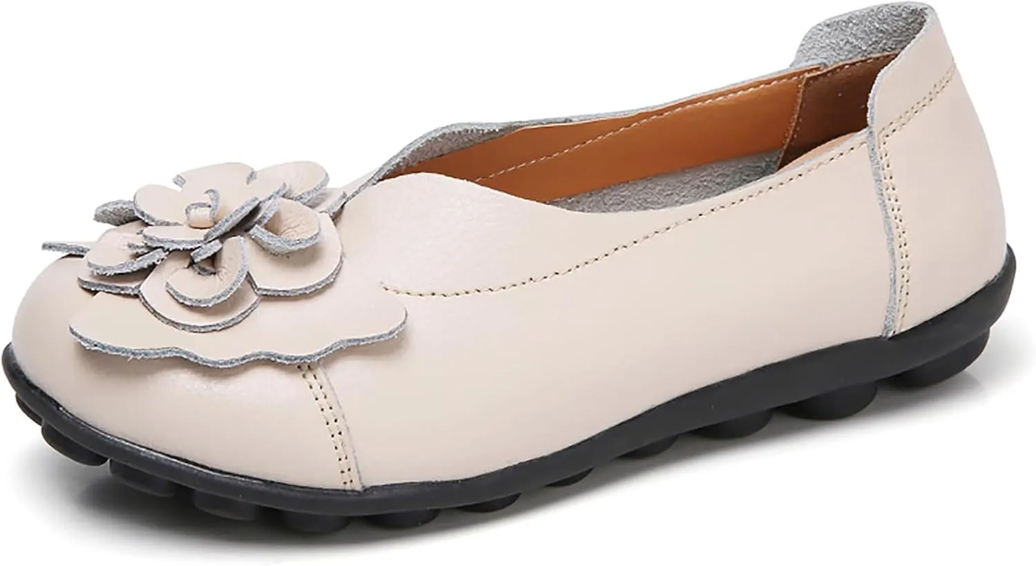 Womens Loafers Comfortable Dressy Driving Shoes Non Slip Flower Decoration Round Toe Business Casual Shoes Summer Walking Sandals Soft Soles Pump 2025 Fashion