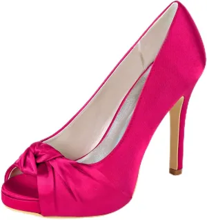 Women's Peep Toe Heeled Sandals Fashion Platform Pumps Stiletto Heel 4.3 Inches Elegant Prom Dress Shoes