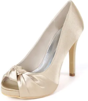 Women's Peep Toe Heeled Sandals Fashion Platform Pumps Stiletto Heel 4.3 Inches Elegant Prom Dress Shoes