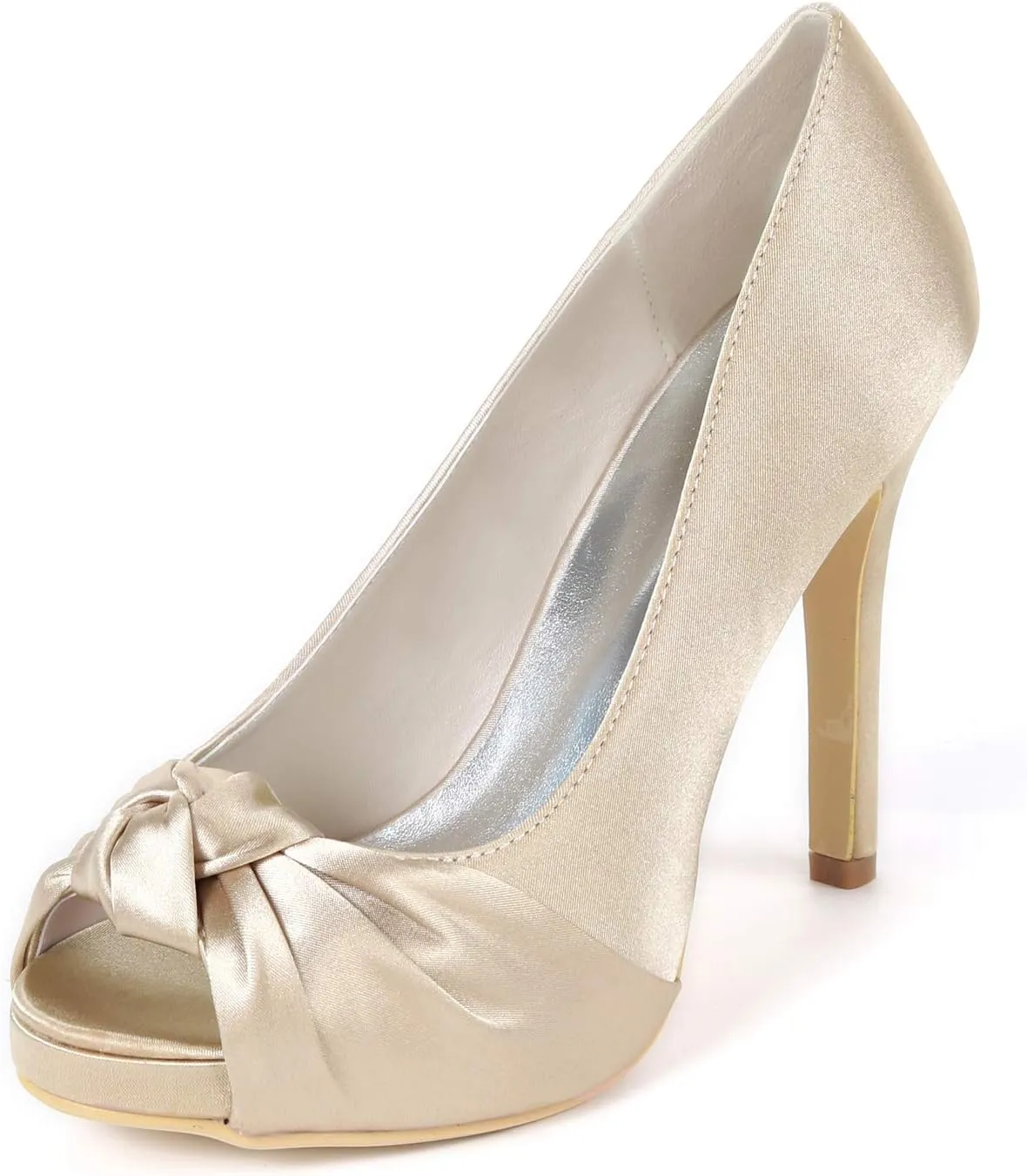 Women's Peep Toe Heeled Sandals Fashion Platform Pumps Stiletto Heel 4.3 Inches Elegant Prom Dress Shoes