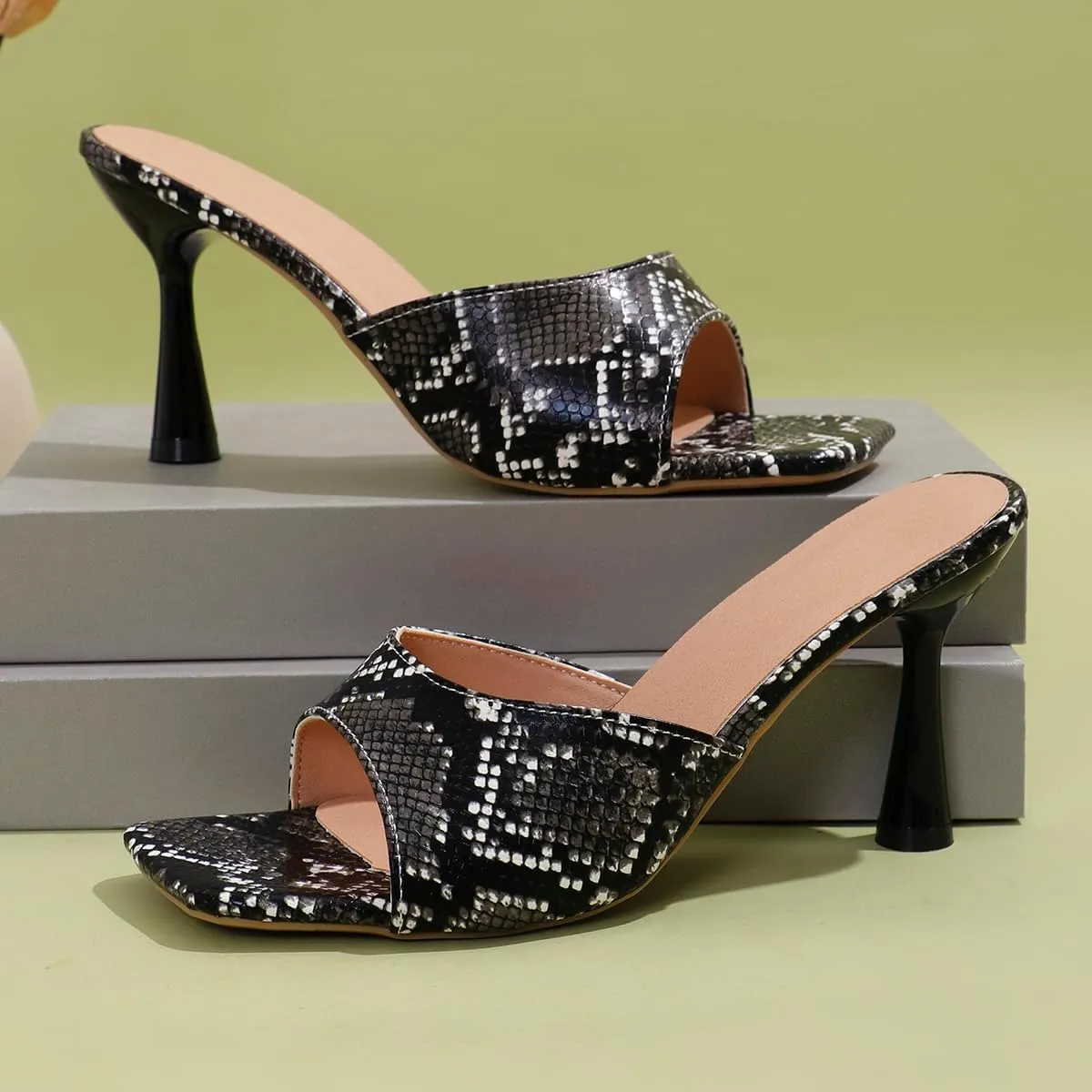 Women's Peep Toe Stilettos High Heel Animal Print Dressy Sexy Stiletto High Heels Dress Sandals Evening Party Prom Shoes