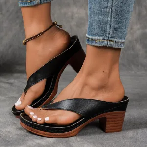 Women's Platform Chunky Heels Low Block Heeled Sandals Open Toe Slides Fashion Wedding Party Dress Sandals Casual Summer Mules Slip-on Shoes (b1-Black, 7)