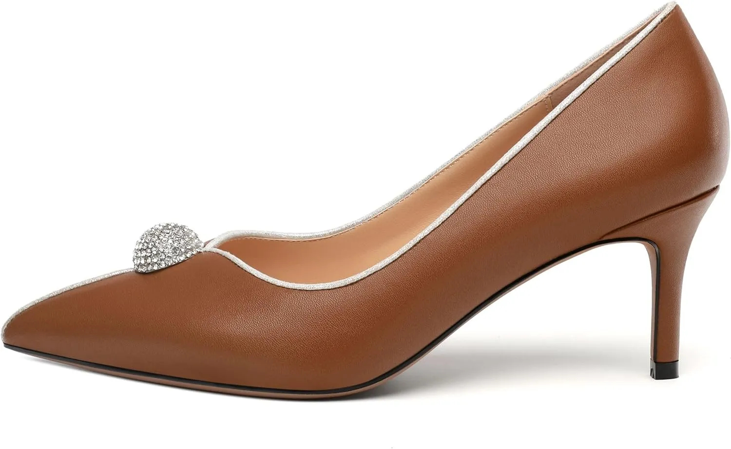 Women's Pointed Toe Heels for Women Stiletto Kitten Heel Slip-on Patent Pumps Elegant Dress Party Wedding Rhinestones Shoes 2.5 inch