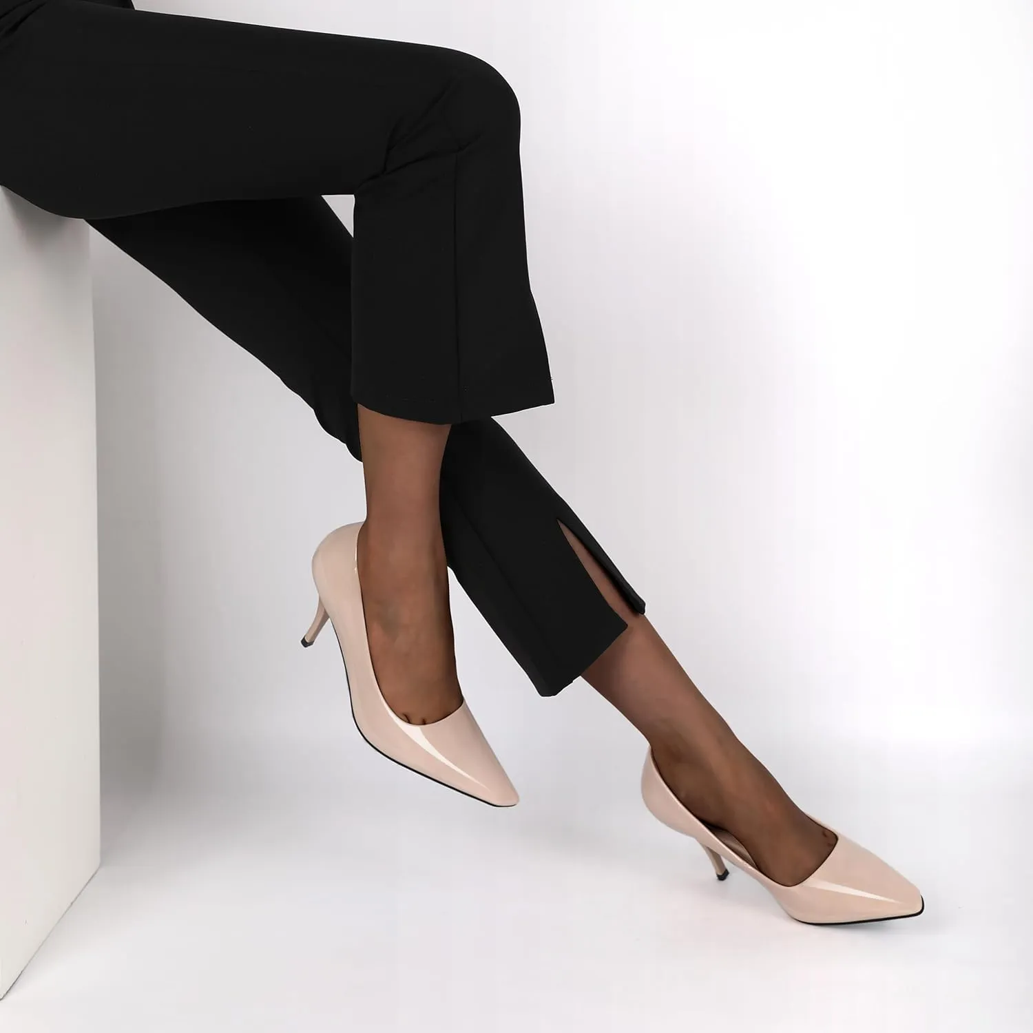 Women's Pumps Closed Toe High Heels Dress Square Toe Pumps Elegant Sexy 3.5 Inch Dressy Shoes