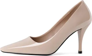 Women's Pumps Closed Toe High Heels Dress Square Toe Pumps Elegant Sexy 3.5 Inch Dressy Shoes
