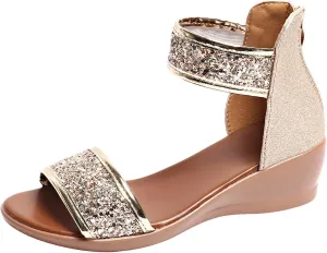 Womens Rhinestone Sandals Sparkly Dress Shoes For Women Strappy Dressy Arch Support Summer Wedges for Prom Party
