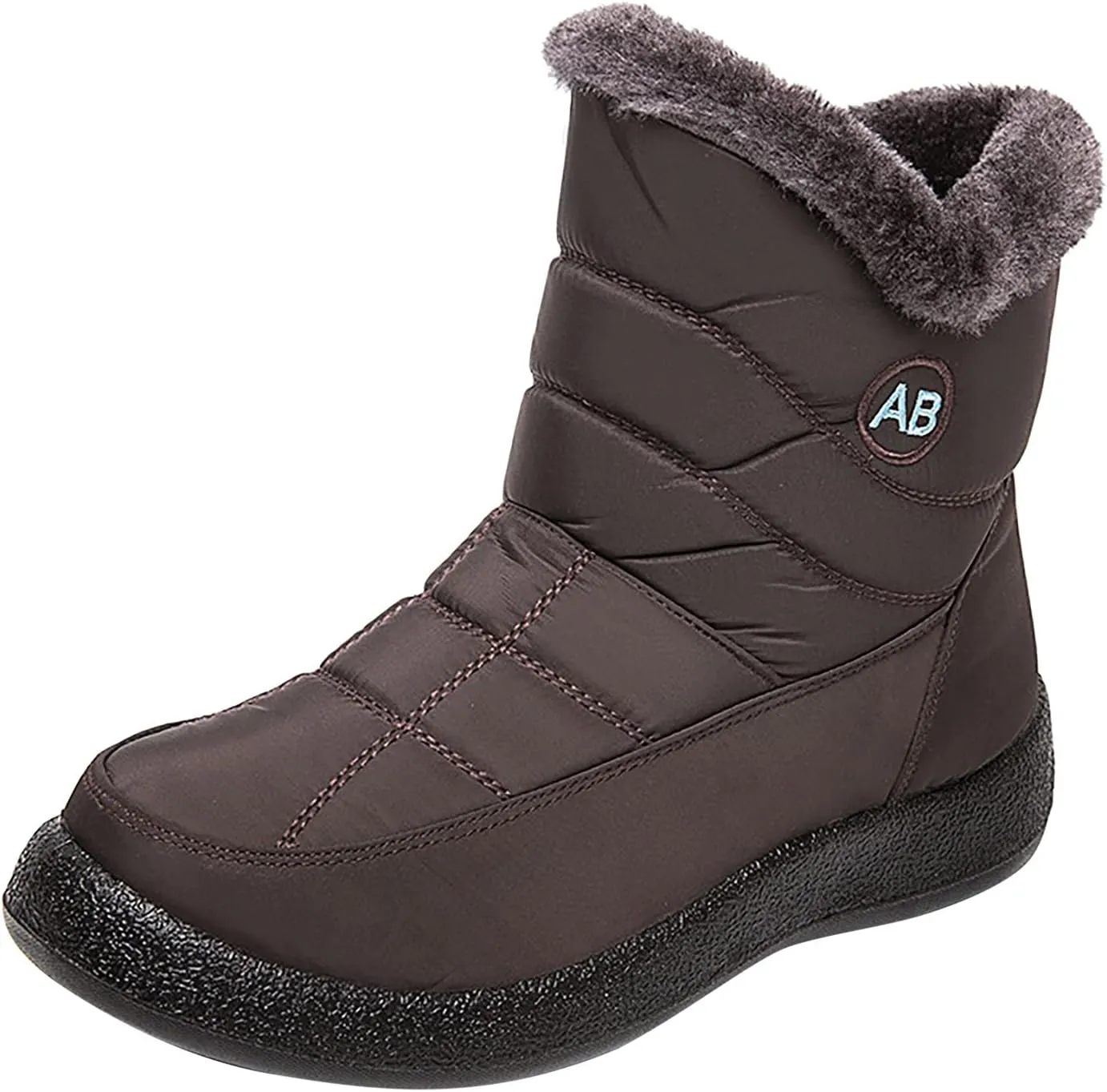 Womens Snow Boots Black Waterproof Unisex Fur Lined Slip On Boots Women's Slip On Winter Snow Boots Warm Women Snow Shoes Steel Toe Shoes for Men Mens Winter Booties