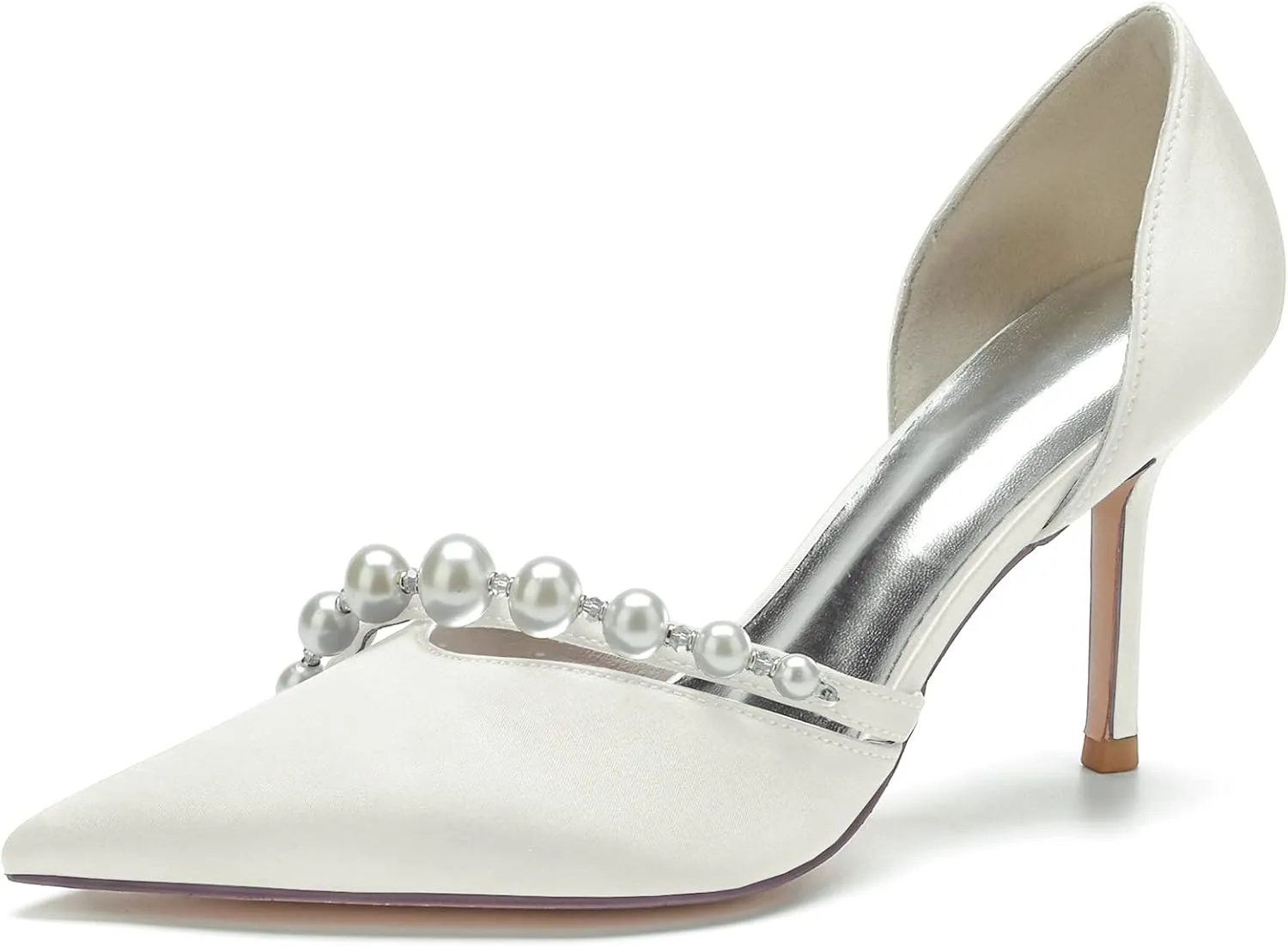 Women's Stiletto High Heel Pumps Classic Party Wedding Pointy Toe Shoes with Pearl