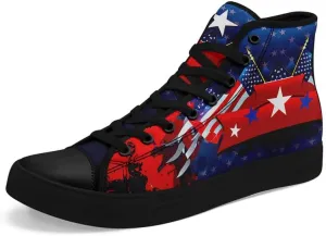 Women's USA Flag Sneaker Fashion Men's Patriotic Canvas High Top Casual Shoes Unisex Breathable Trendy College Preppy Shoes