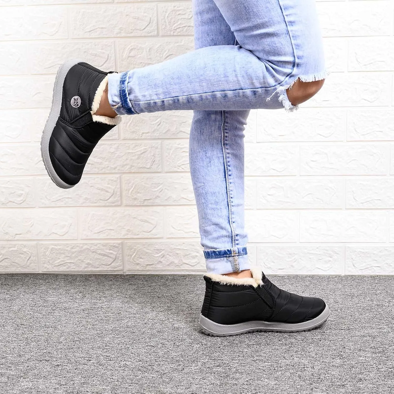 Womens Winter Boots Wide Slip On Warm Boots for Ladies Womens Winter Snow Boots Women Ankle Booties Womens Winter Slip On Boot Hiking Shoes Men Men's Snow Booties
