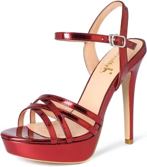 YooPrettyz Polished Crisscrossed Heeled Sandal Evening Dress Platform Sandal for Women