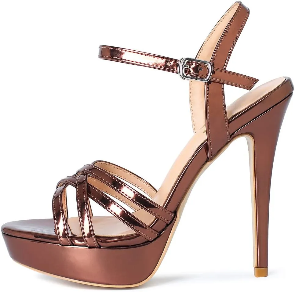 YooPrettyz Polished Crisscrossed Heeled Sandal Evening Dress Platform Sandal for Women