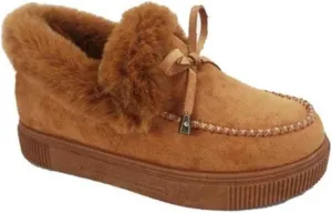 ZBYY Women's Winter Flat Boots Warm Durable Shoes Fur Lining Ankle Snow Boots Flats Platform Thick Plush Walking Loafer